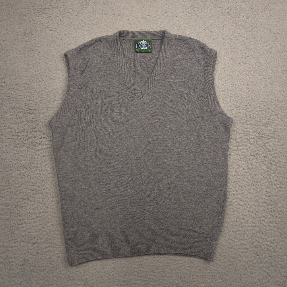 Jantzen Made in USA Men M Gray Acrylic Sweater Vest Vintage 1980s